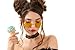 Produktbild Runde Sonnenbrille für Damen, Retro, Hippie, Vintage, 2020 Ibiza, Festival, große Gläser Gr. One size, Indie Gelb / Roségold Rahmen
