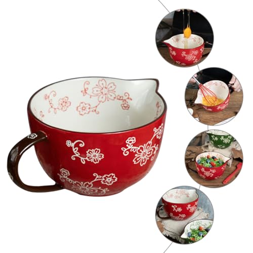 Tazón mezclador cerámico rojo para cocina miniatura 6