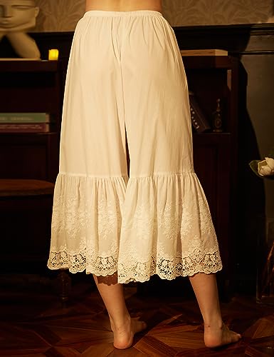 BEAUTELICATE Vintage Cotton Shorts Pettipants Culotte Slip Cropped Sleepwear Pants with Lace Edge3