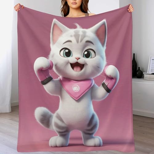 Couverture chat mignon en flannel pour cocooning sur le canapé et nuits de voyage - 2