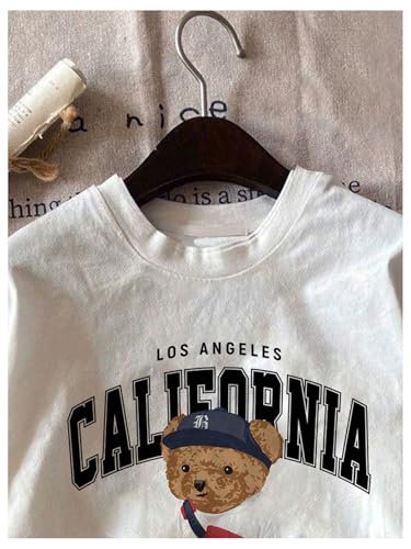 GORGLITTER Women's Cartoon Bear Graphic Tee Shirt Short Sleeve Crew Neck Summer T Shirts Top3