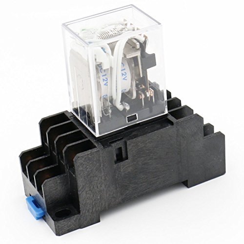 Baomain Electromagnetic Power Relay HH54PL DC 12V Coil 4PDT 14 Pins Green LED Indicator with DYF14A Base