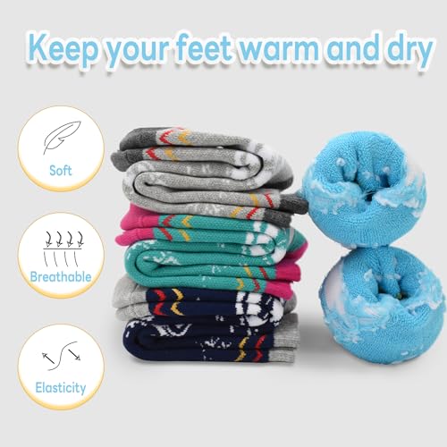 SkiBeaut Kids Ski Socks, 2 Pairs Knee-high Thick Warm Snowboard Skating Skiing Socks for Boys Girls Toddler Youth, Age 3-122