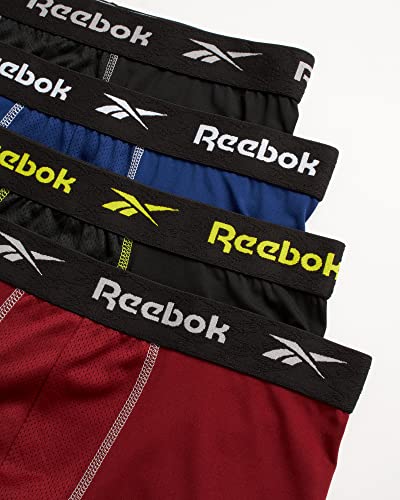 Reebok Men's Boxer Briefs - 4 Pack Performance Stretch Brief Underwear - Quick Dry Moisture Wicking Boxers for Men,Sizes:S-XL, Size Small, Black/Blue/Black/Red2