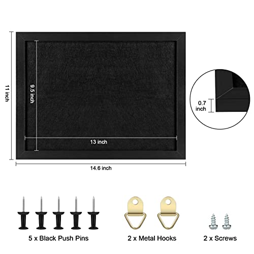 Toraso Cork Board Bulletin Board With Felt,,Wood Framed Display Bulletin Board For Walls With Pins, Eye Bolts, Gaskets, Screws, Pin Board For Office, School And Home(Black,1Pc) #TOP5