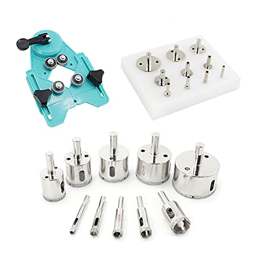 Hole Saw Set, 8/10 / 11Pcs Diamond Drill Bits with/without Hole Saw Guide Jig Fixture, Coated Core Drill Bits, Adjustable Hole Saw Centering Locator Suction Holder for Glass,Ceramics