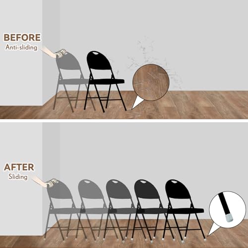 Image of Jetec 36 Pcs Gray Folding Chair Leg Caps, 3 /4 Inch Round Protectors | Heavy-duty Plastic Glides, Non-marring Floor Protectors for Hardwood Tile Floors, Replacement Feet Tips, Round Tube Fit