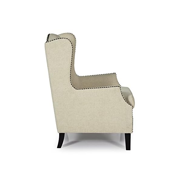Save On Goods UK Traditional studded fireside occasional single upholstered winged wing chair seat - Image 4