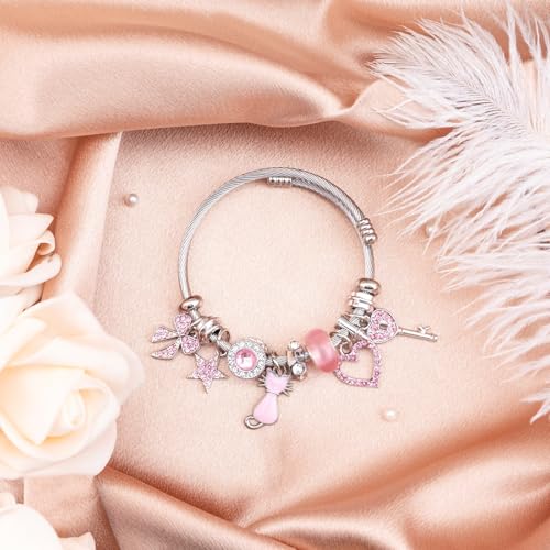 Kawaii Bracelets Cat Bracelet For Women y2k Accessories Pink Charms For Bracelets Cute Cat Accessories Birthday Gift Pink y2k Cute Charm Bracelet2