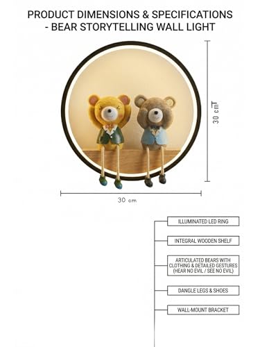 Image of LED Ring Wall Light with Shelf Display | Tri Color LED Decorative Wall Lamp | Cute Accent Light for Bedroom, Kids Room & Living Space