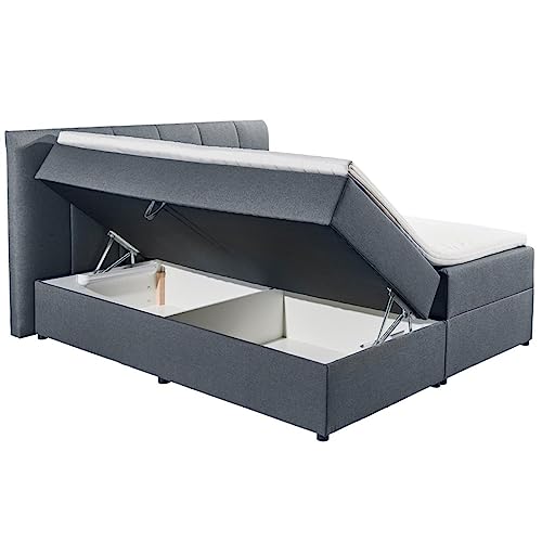 Lomadox Polsterbett 180x200 cm mit Bettkasten | Doppelbett in anthrazit mit Härtegrad H2 – Bild 5