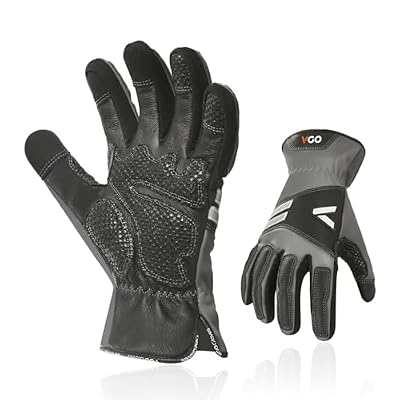Vgo... 1-Pair Work Gloves for Men, Gardening Gloves,Cow Leather Safety Work Gloves, Puncture-proof, Thornproof, Touchscreen(Size L,Gray,CA7780)