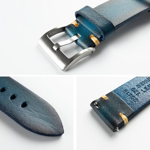 Image of Retro Handmade Watch Band, Quick Release Vintage Leather Watch Strap Replacement,Choice of Width-18mm 20mm 22mm 24mm or 26mm