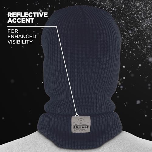 Ergodyne N-Ferno 6829 Balaclava Face Mask, 2-Layer Rib Knit Thermal Ski Masks, Navy