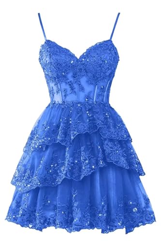 Sparkly Sequin Short Homecoming Dresses for Teens Modest Corset Prom Dress Tulle Lace Cocktail Dresses for Women