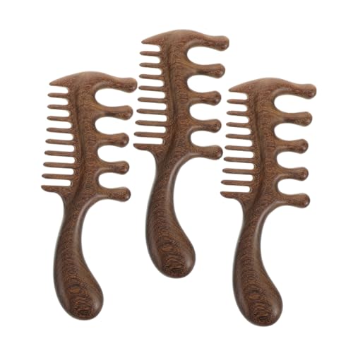 Peigne de massage bois anti-casse : brosse à dents arrondies pour cuir chevelu sensible