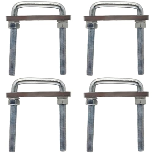 Image of 4 Pack Square U-Bolt for Trailer - Fits 2.5 Inch Wide Leaf Springs, Galvanized Steel Clamp Set, Secure Fit for Truck, Boat and Trailers