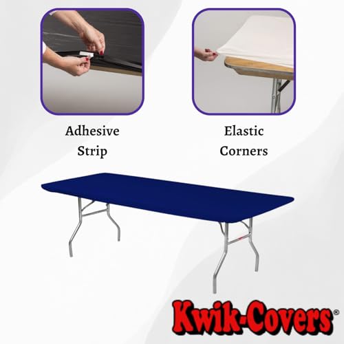 Image of Kwik-Covers 6' Rectangle Plastic Table Covers 30 inch x 72 inch, Bundle of 5 (Navy Blue)