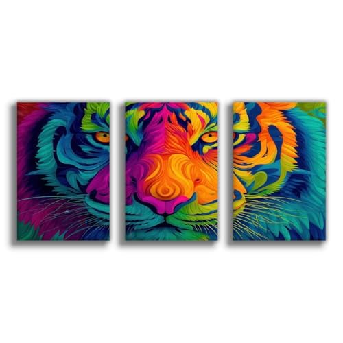 Poster toile rayures de tigre brillant 50x75 cm pour decoration de bureau