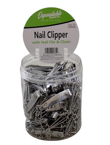 まとめ買い:プラスチック製スクリュートップジャーに入った折りたたみ式ファイル&キーチェーン付きステンレススチール72個 - 丈夫で持ち運び可能