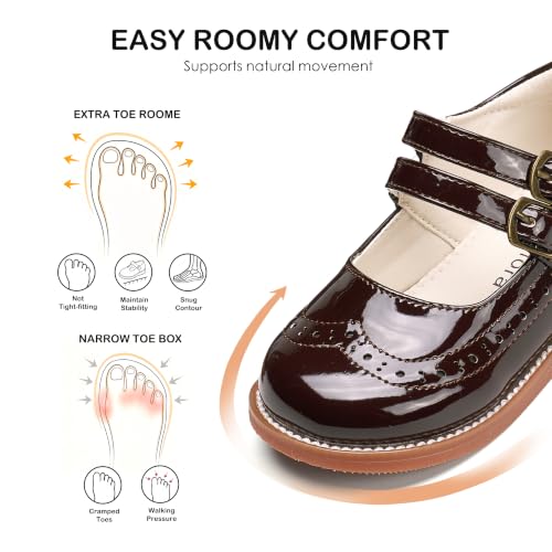 Image of Felix & Flora Toddler Girl Mary Jane Dress Shoes - School Oxford Flats for Girl Party Shoes.