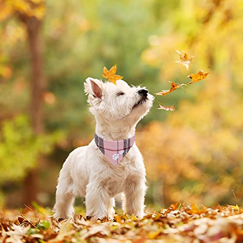 EXPAWLORER Dog Leash Collar Set - 3 Pack Embroidery Pawprints Plaid Dog Collars and Leash Tangle Free, Bow Tie and… - Image 7