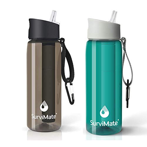 Survimate Black And Teal Filtered Water Bottles #TOP4