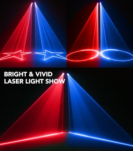 KeoBin DJ Laser Lights for Party, Professional 5 in 1 RGBUV Laser Light Show Projector Support DMX512, Sound Activated with Remote Control for Indoor Parties Disco Club KTV Bar Stage DJ Lighting