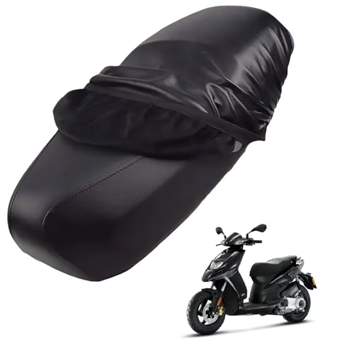 générique Housse Selle Moto Cuir Compatible avec Piaggio Typhoon 50 2012-2015,Protection Toutes Saisons, Housse de Selle Moto(Black)