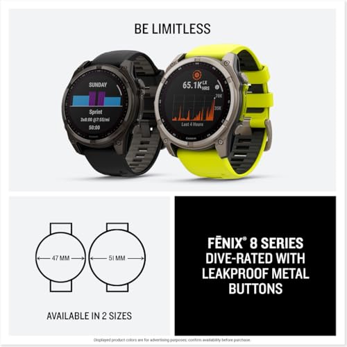 Garmin fēnix® 8 Solar Sapphire, 47mm DLC Titanium Black/Pebble Gray by Garmin - Used condition - Image 8