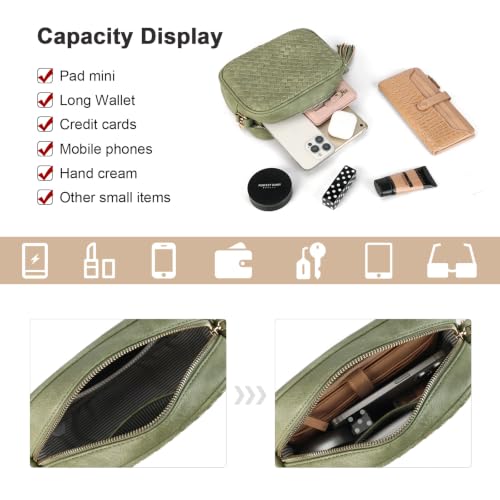 Image of AFKOMST Woven Crossbody Bags for Women Small Boho Purse with Roomy Space | Vegan Leather Camera Bag; Lightweight; Fits iPad mini, Long Wallet; Hands-Free Everyday