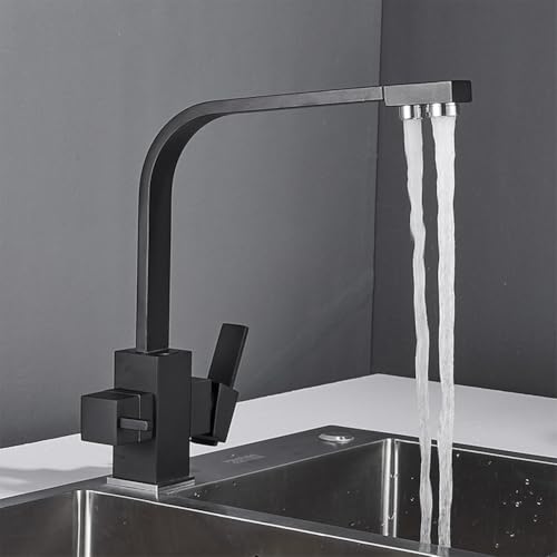 Robinet cuisine filtre à eau noir mat double levier - 3