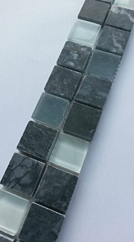 Marmor Glasmosaik Bordüre Grau Weiss Mosaik Fliesen Naturstein Dusche Bad B674 Marmor Glasmosaik Bordüre Grau Weiss Mosaik Fliesen Naturstein Dusche Bad B674