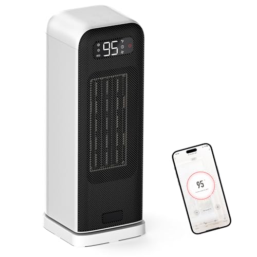 MORENTO Space Heaters for Indoor Use, Portable Electric Heater with Thermostat, Smart and Voice Control, 1500W PTC Ceramic Safety, 36dB Quiet Smart Heaters for Office Bedroom Home White 1Pac