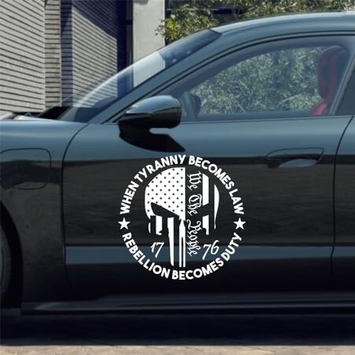 Image of 1776 We The People Vinyl Car Decal US Flag Skull Patriotic | Premium UV-Printed Transparent Vinyl;Waterproof Fade Resistant; Easy Peel & Stick No Residue; Fits Cars Trucks SUVs Laptops
