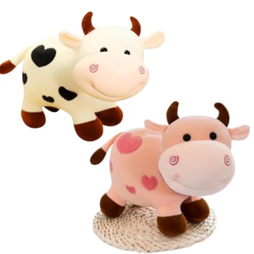 Image of CHIRUT Soft Plush Toy for Kids - Cute Stuffed Animal Soft Toy - Soft Cuddly Toy for Baby Boys & Girls, Return Gift & Room Decor - Pink Moo Cow 25cm (Pack of 2 Cow)
