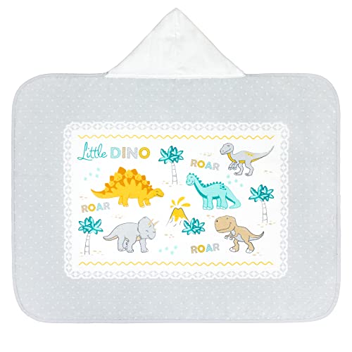 Image of Softerry Baby and Toddler Hooded Towel 28in x 35in - 100% Soft Cotton - Ultra Absorbent Terry and Velour for Bath or Beach (Dinosaur, One Towel)
