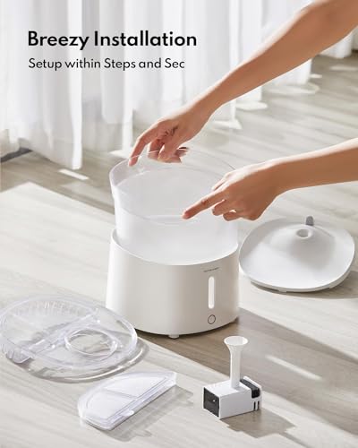 Homerunpet Katzenbrunnen mit Super leiser Kabelloser Pumpe, BPA-freier Trinkbrunnen für Katze, Leicht zu Reinigender Wasserbrunnen mit Smart LED und Aktivkohlefilter, Leicht Nachzufüllen, 2L