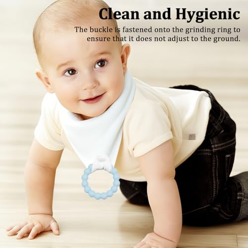 4-Pack Baby Drool Bibs + 2 Teething Set, 100% Organic Cotton, Food-Grade Silicone, for 0-24 Months Infants4