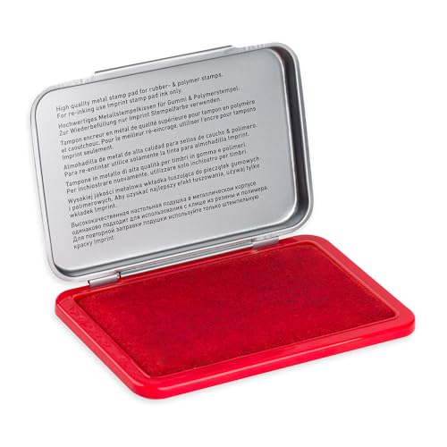 Imprint Handstempelkissen 9071M für den täglichen Bedarf zu Hause und im Büro 1 Stempelkissen rot robuster Metalldeckel wasserbasierte Tinte Größe 9 x 5 cm optimal für Handstempel geeignet