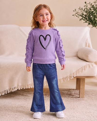 Image of SODLON Baby Toddler Girl Clothes Sweatshirt Jeans Fall Winter Outfit 12M-5T
