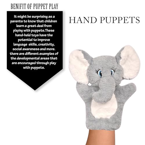 Image of Besties Hand Puppets for Kids - Soft Hand Puppets for Kids, Story Telling Puppet for Kids, Hand Puppet Toy, Plush Animals Hand Puppet Toys, Fun Play Learning Toys - Grey (Elephant)