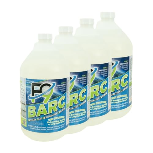 Front 9 BARC Rust Remover 1 Case - 4 Gallons -Removes Orange Battery Acid Burn and Fertilizer Stains- Biodegradable Non-Abrasive Non-Flammable- Safe for Bricks Concrete Pavers Tile & Asphalt