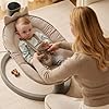 Momcozy 2-in-1 Electric Baby Swing, Dual-Arm Support System & Parent-Inspired Motions, Convertible to Toddler Seat up to 66 lbs, Adjustable Height, Lightweight, Khaki #1