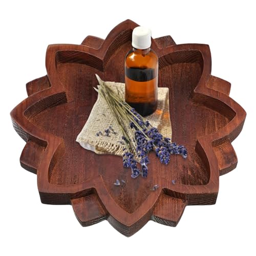 usefulbeauty Bandeja de de Loto para Piedras,Bandeja de de Madera - Soporte de Almacenamiento de Piedra de | Cuenco Organizador de de Textura cálida para Llaves, aceites de aromaterapia, Joyas, Velas