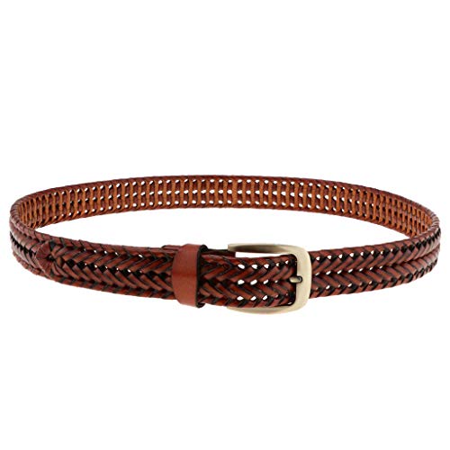 gazechimp 2pcs Homens Mulheres Couro Genuíno Artesanal Cintos De Cintura Cintos Café Leve