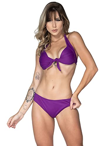 Biquíni de Amarrar Liso com Bojo Moda Praia Verão Tamanho:GG;Cor:Rosa