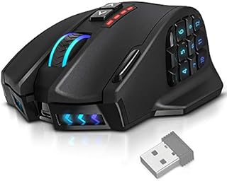 UtechSmart Venus Pro RGB Wireless MMO Gaming Mouse, 16,000 DPI Optical Sensor, 2.4 GHz Transmission Technology, Ergonomic Design, 16M Chroma RGB Lighting, 16 programmable Buttons, Up to 70 Hours