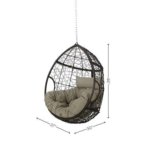 Image of Outdoor Swing for Balcony, Garden Single Seater Without Stand | Patio Hammock Jhula for Adults | Weather Resistant Wicker Hanging Egg Swing Chair