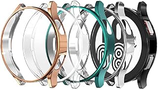 Hianjoo 5-PCS Screen Protectors Compatible with Samsung Galaxy Watch 4 40mm, Slim TPU Protective Case Cover Replacement for Samsung Galaxy Watch 4 40mm - Transparent,Black,Silver,Rose Gold,Daisy